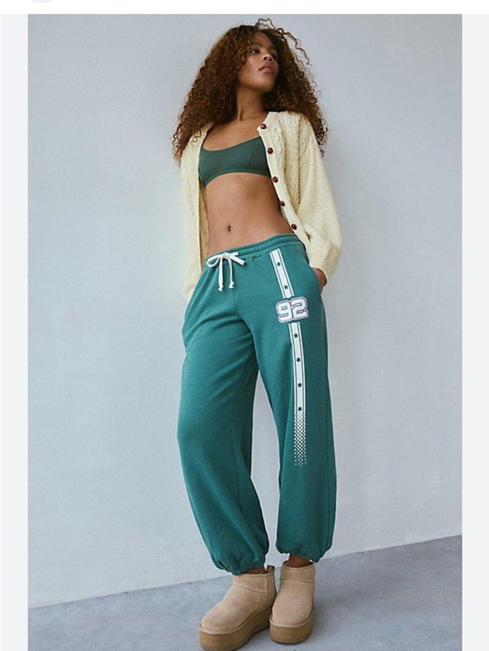 Urban Outfitters Teal Track Pants with White Stripe